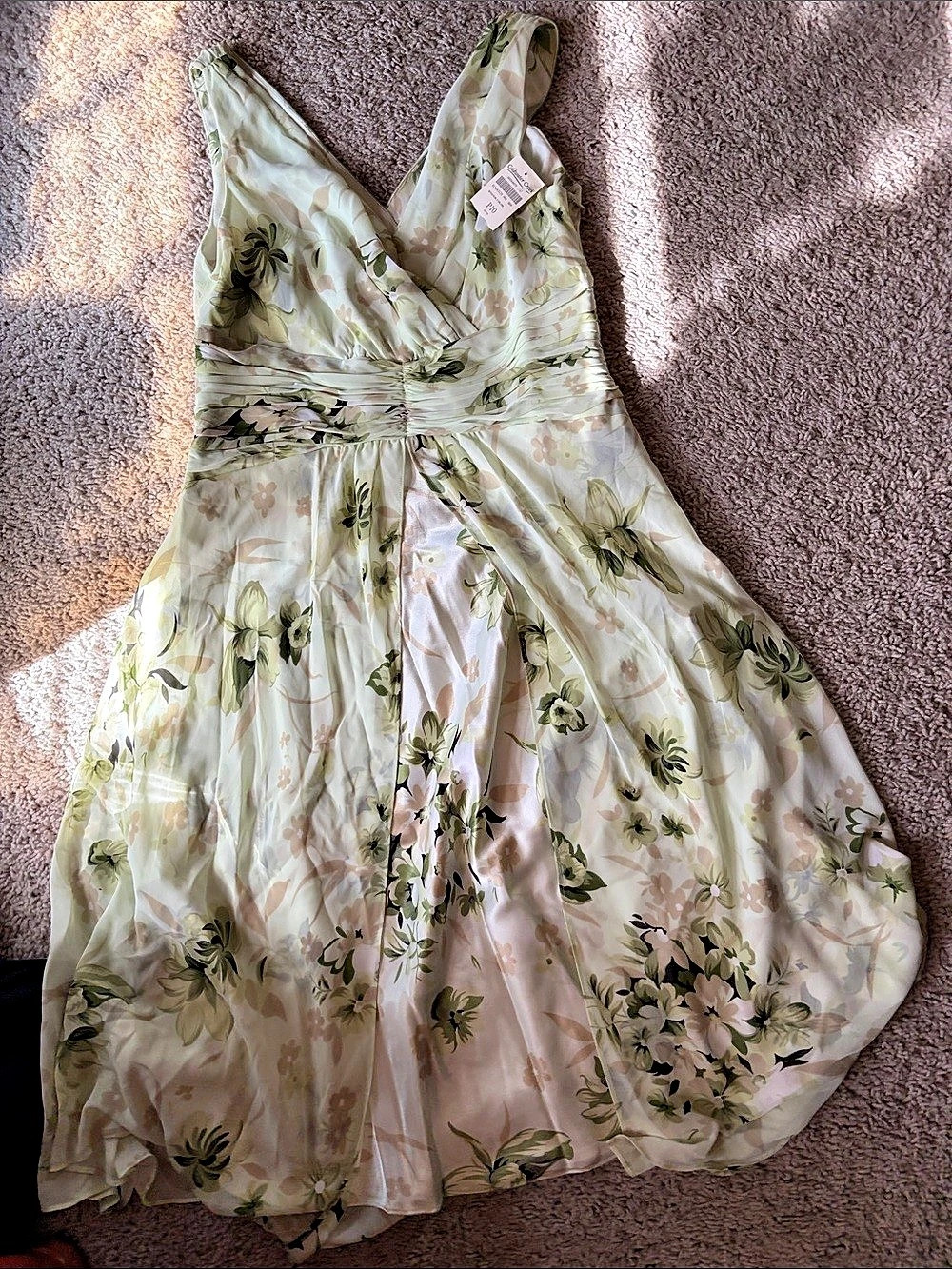 Floral Midi Dress in Green & Pink by Coldwater Creek Size 10P NWT
